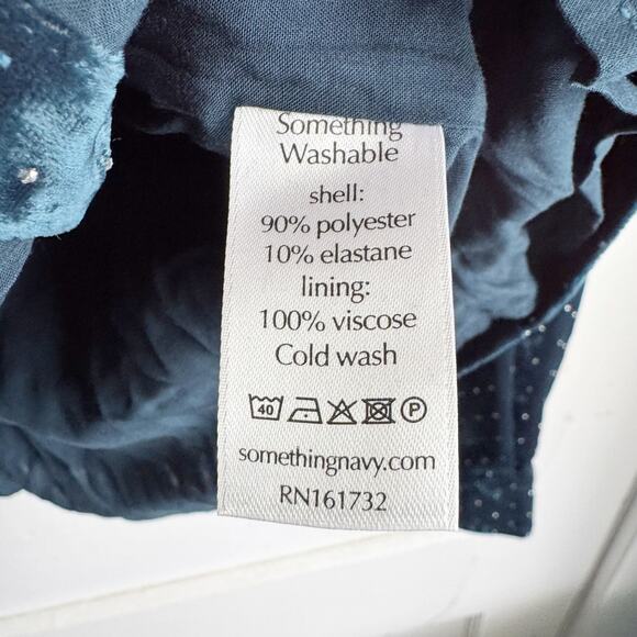 Something Navy Studded Velvet Shirt Jacket Dark Teal Small Silver Studs NWT XS - Picture 9 of 14